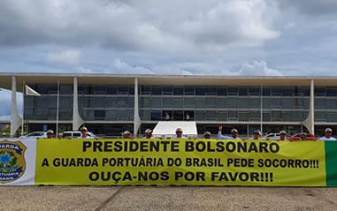 Guardas portuários capixabas protestam em Brasília por manutenção de cargos