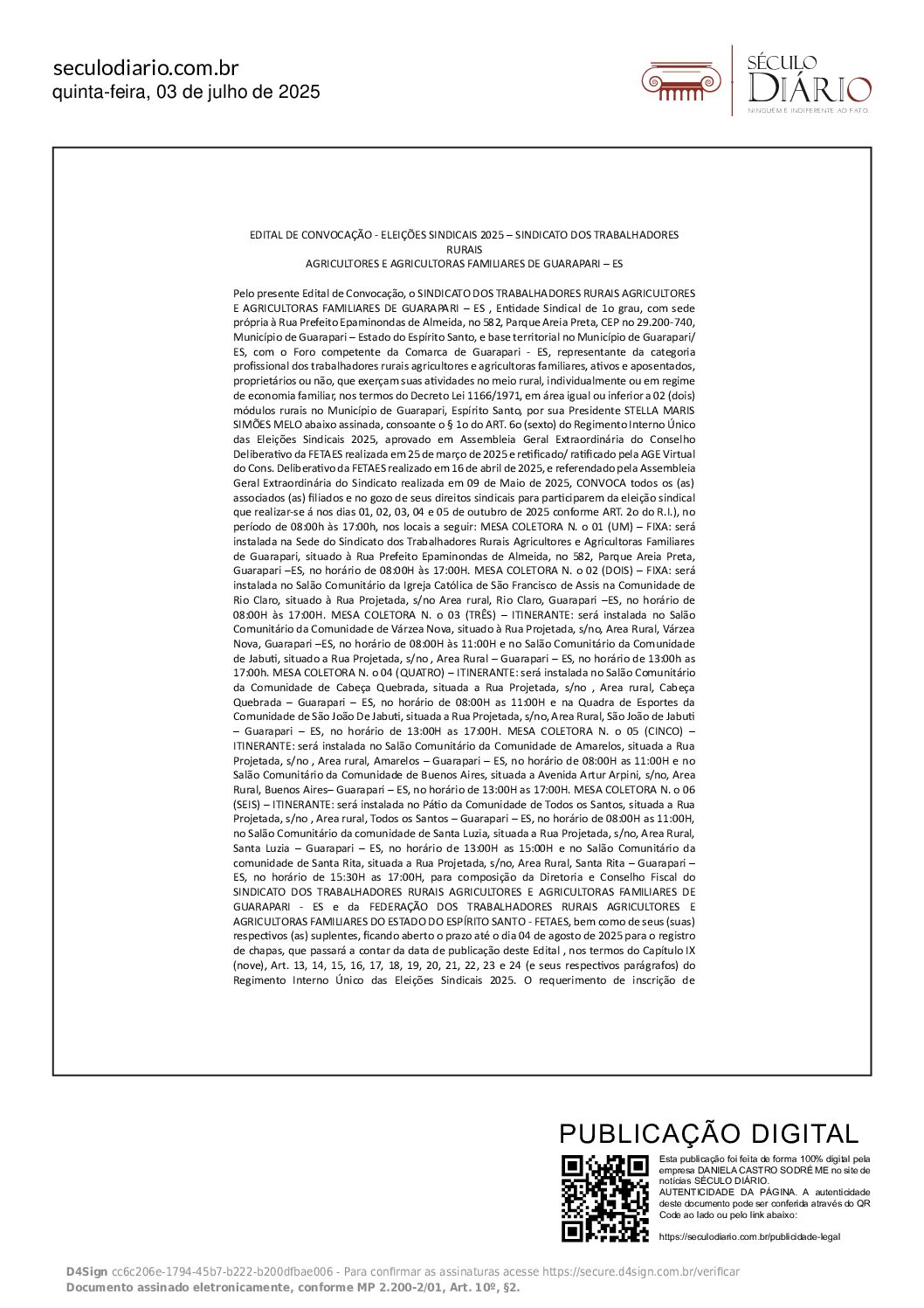 EDITAL DE CONVOCAÇÃO