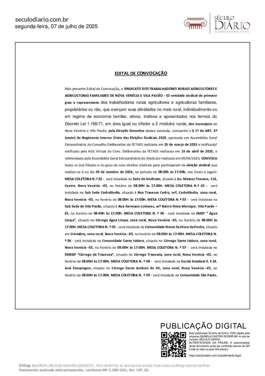 EDITAL DE CONVOCAÇÃO