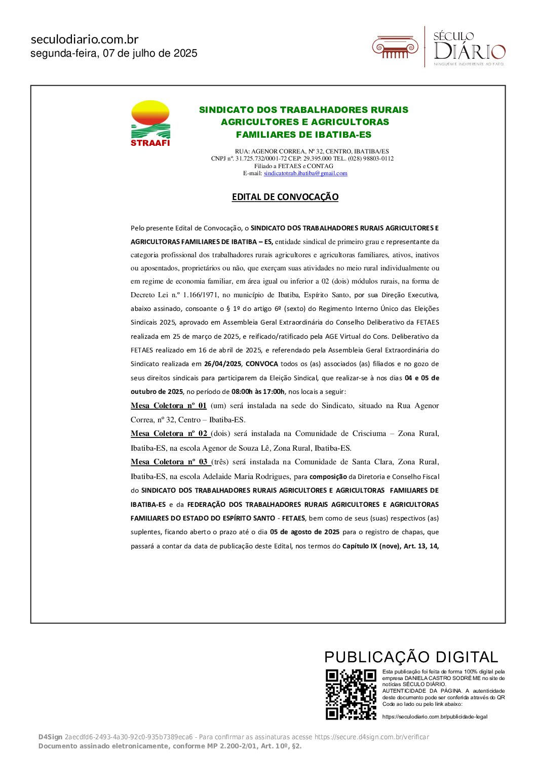 EDITAL DE CONVOCAÇÃO